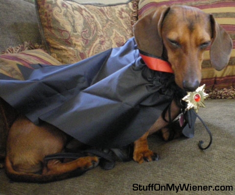 Zoe does her best vampire impression.