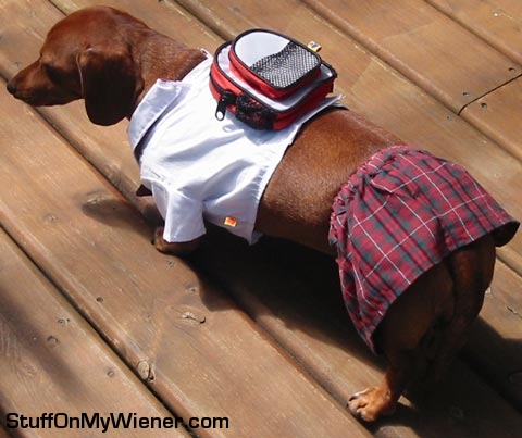 Brat in school girl outfit.