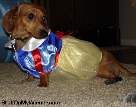 Pebbles as Snow White.