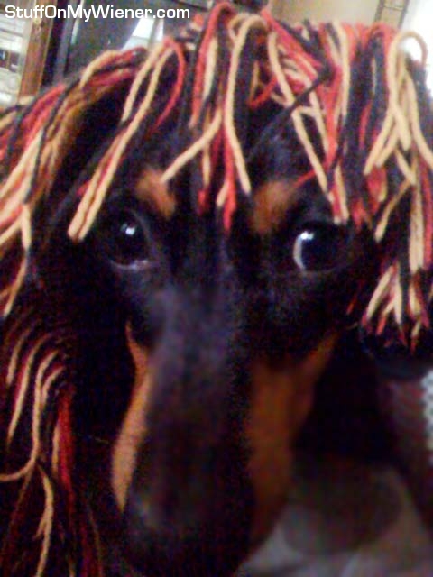 Aimee with her blanket over her head.