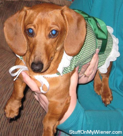 Nadja in a green dress.