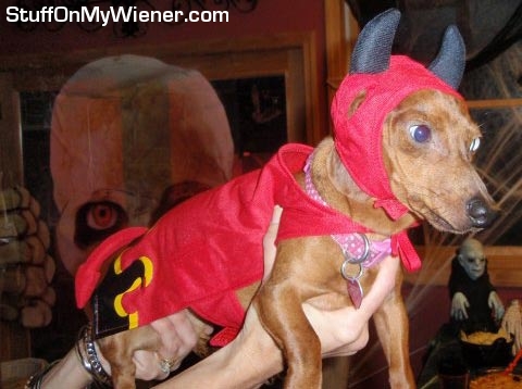 Brooklyn in devil costume.