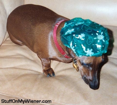 Little But in her shower cap.