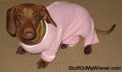 Emma in her pink sleeper.