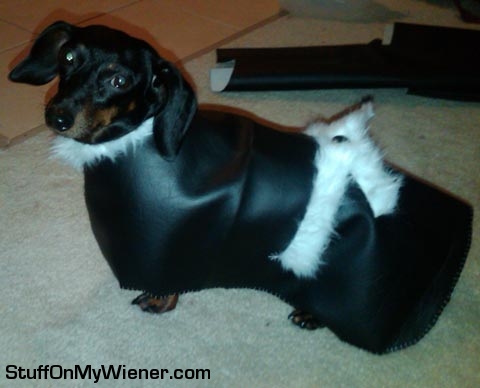 Scarlet in her black cape.