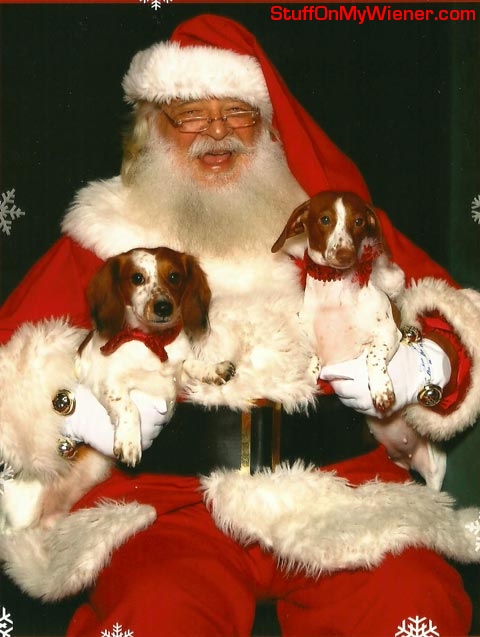 Kody and Lily sit on Santa's lap.